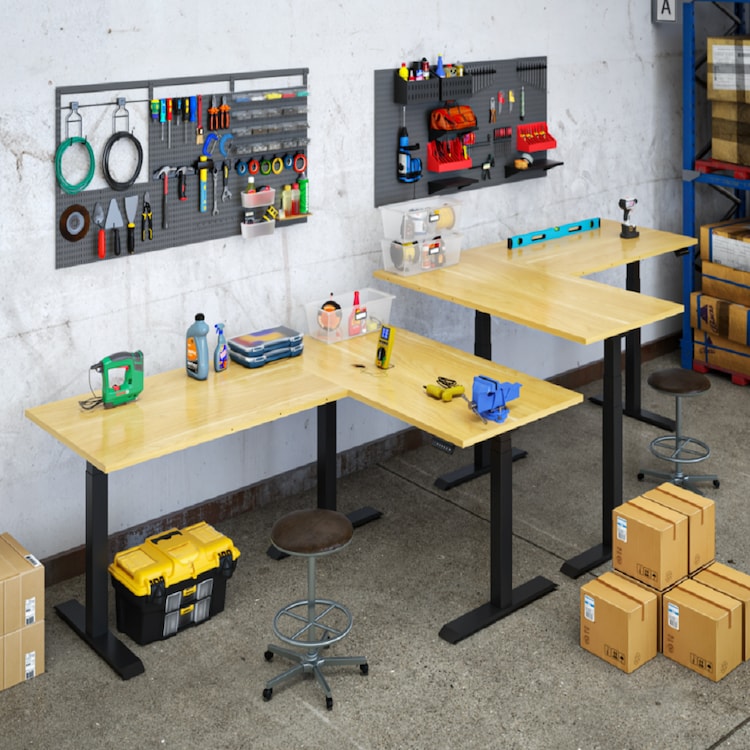 L-Shaped Electric Industrial Height-Adjustable Workbench | 4Dock